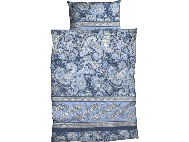 Bettwäsche CASATEX Sentta , blau, B/L: 135cm x 200cm, 1 Stk., 1 Stk., Satin, B/L: 80cm x 80cm, 2 Stk., Satin, Obermaterial: 100% Baumwolle, Bettwäsche, Bettwäsche, harmonisches Paisleydessin
