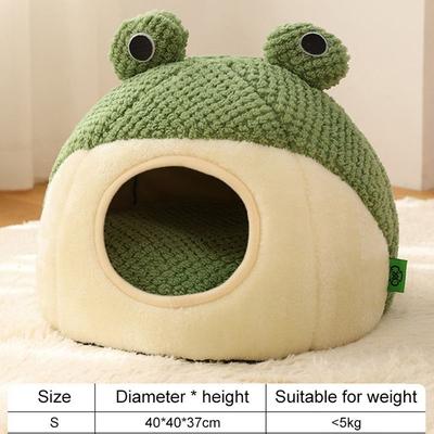 Inspired Living Plush Frog Cozy Pet Nest, Warm Semi Enclosed Dog & Cat Bed stereoscopic Fossa