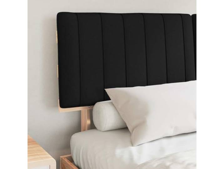 KTHLBRH Doppelbett Schwarz 160 x 200 cm Kiefer massiv Gepolstertes Kopfteil, Lattenroststütze, einfache Montage, waschbarer Bezug