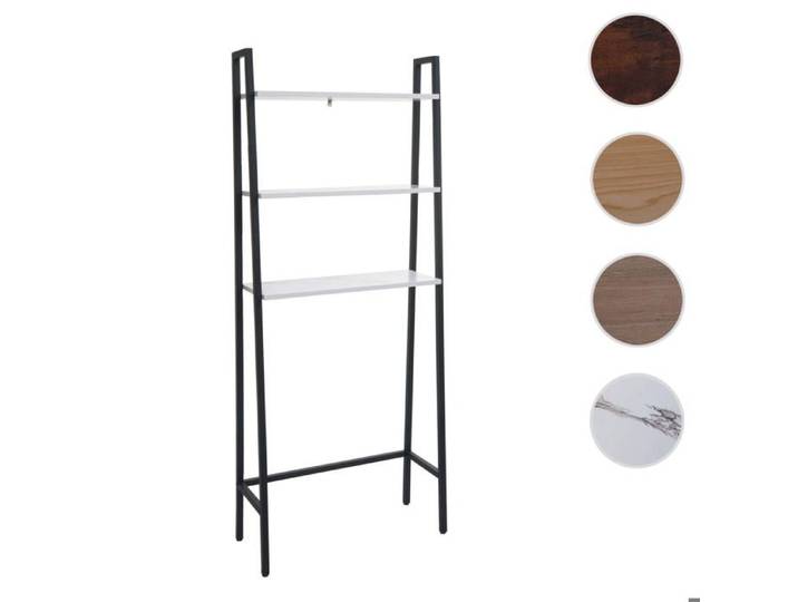 MCW Étagère sur pied MCW-K82 Industrial 155x64x25cm aspect marbre blanc