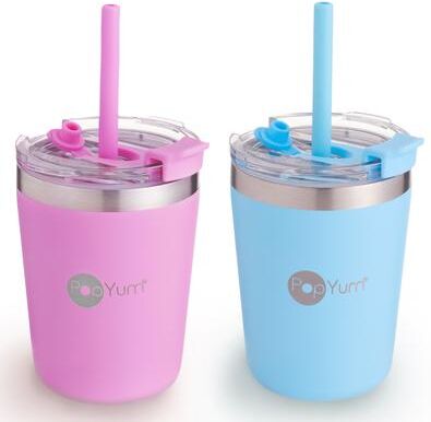 PopYum 9oz Insulated Stainless Steel Kids' Cups, 2-Packs