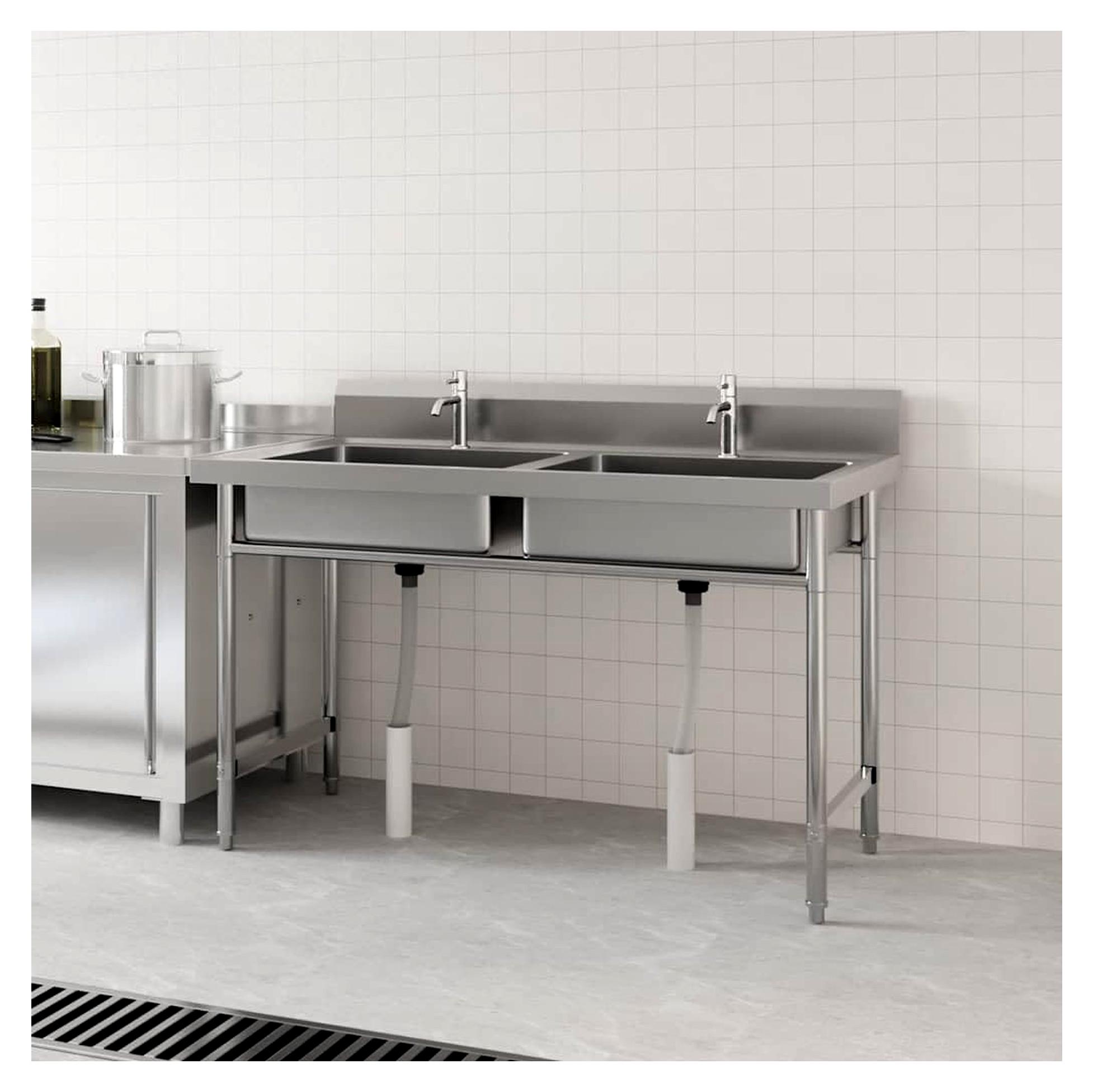 Doppelbecken Spülbecken aus Edelstahl für die Gastronomie