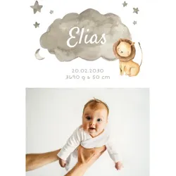Personalsiertes Poster 40x60cm im Design "Löwenbaby" mit Fotos und Texten gestalten