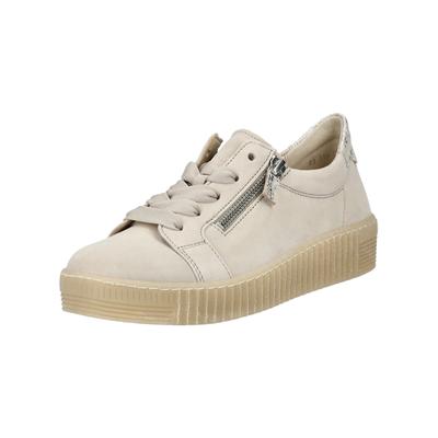 Sneaker GABOR "Gabor Sneaker Leder", Damen, Gr. 40,5, beige, Leder, Schuhe Sneaker
