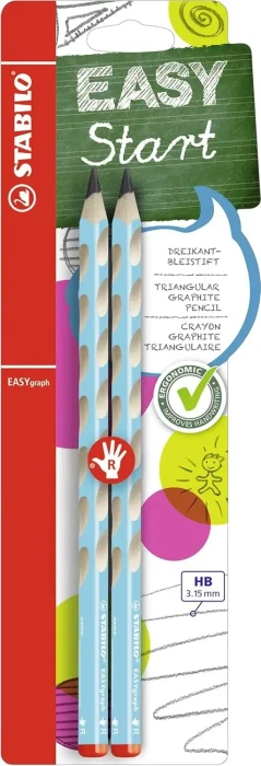 STABILO EASYgraph R HB Bleistift Blau - 2 Stück im Blister, 2 Stück