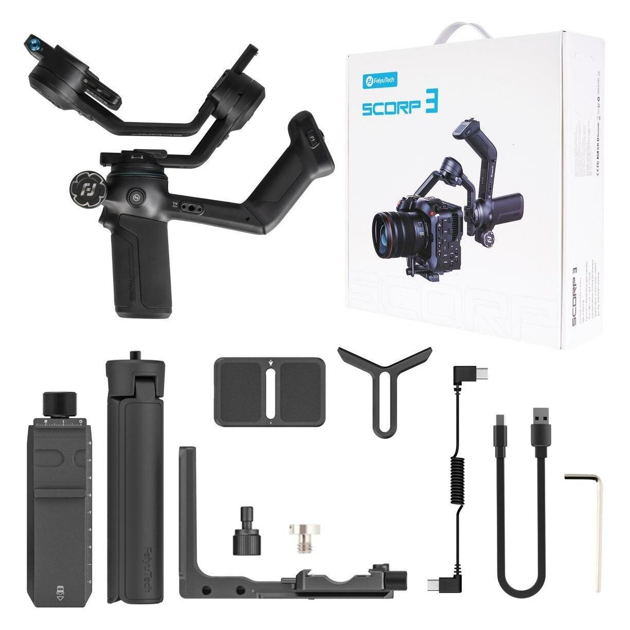 Feiyu SCORP3 3-Axis Handheld Gimbal for Camera (Spiegelreflexkamera, Systemkamera, 3.50 kg) (Scorp 3)