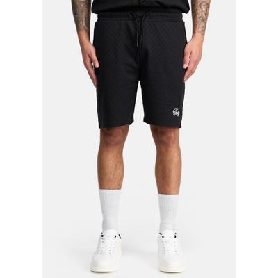 Shorts TRUEPRODIGY "James Logo Stitching Schachbrettmuster", Herren, Gr. XL, N-Gr, schwarz, Obermaterial: 100% Polyester PES., regular fit, Hosen Shorts