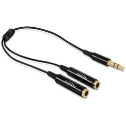 DELOCK Adapterkabel Klinke 1x St > 2x Bu schw. 3 Pin 25cm