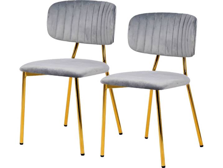 Kayoom Stuhl Giselle 125 2er-Set, pflegeleichter Samtbezug (Set) 2 Stk.mit Armlehnen, goldenes Gestell aus Edelstahl, Samtbezug, Ziernähte