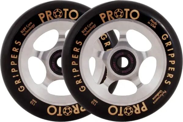 Proto Spoked Grippers Stunt Scooter Wheels 2-Pack (110mm - Black On Raw)  - Black;Silver
