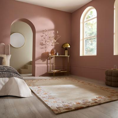 Teppich FLAIR RUGS "LEOPARD FRAME", beige, B:140cm L:200cm, Viskose, Wolle, Teppiche, Teppich, Glänzende Woll-Viskose-Mischung, Leo Muster, Wohnzimmer, Schlafzimmer