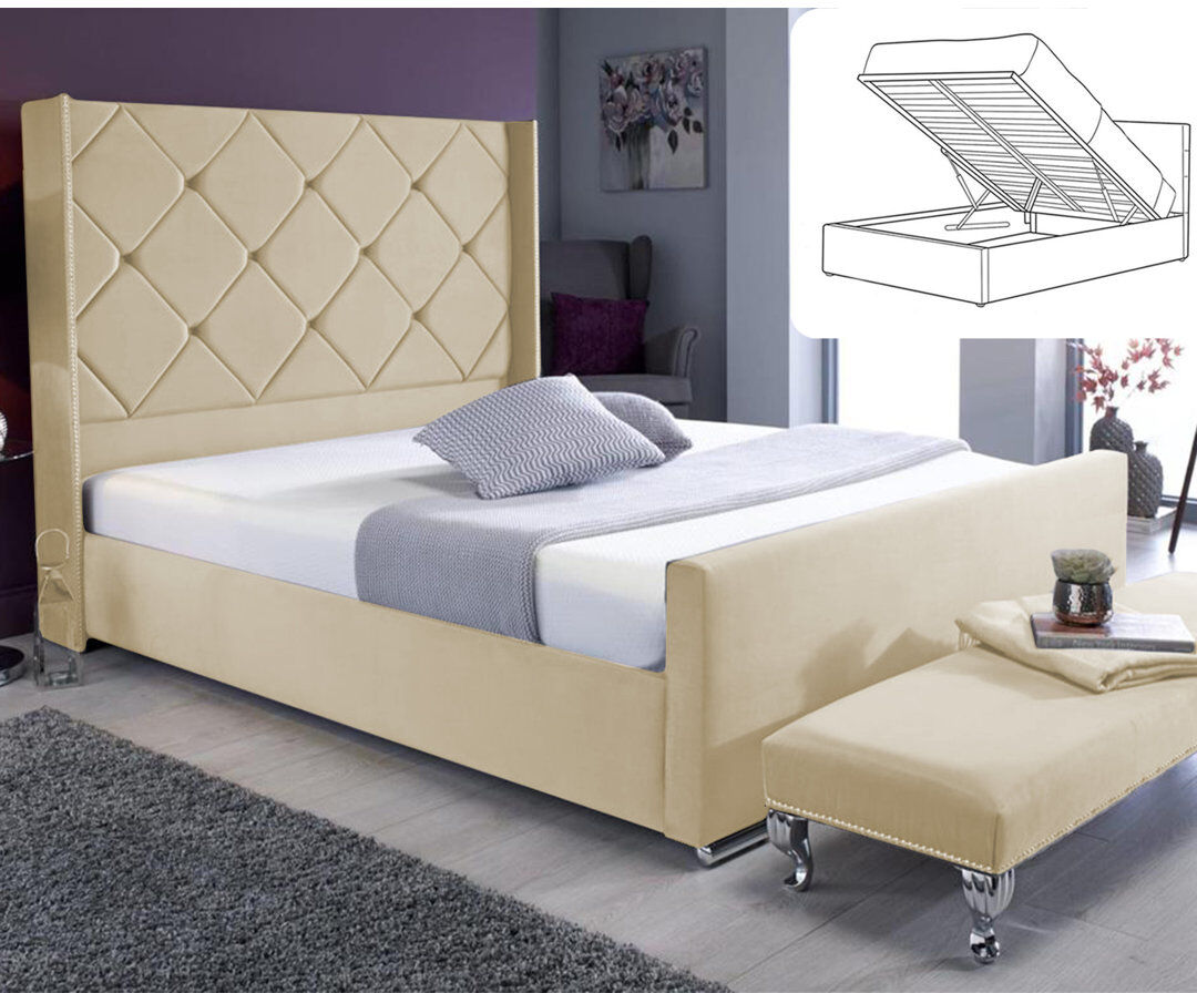 Britainsleep Upholstered Ottoman Storage Bed Cream Super King (6')
