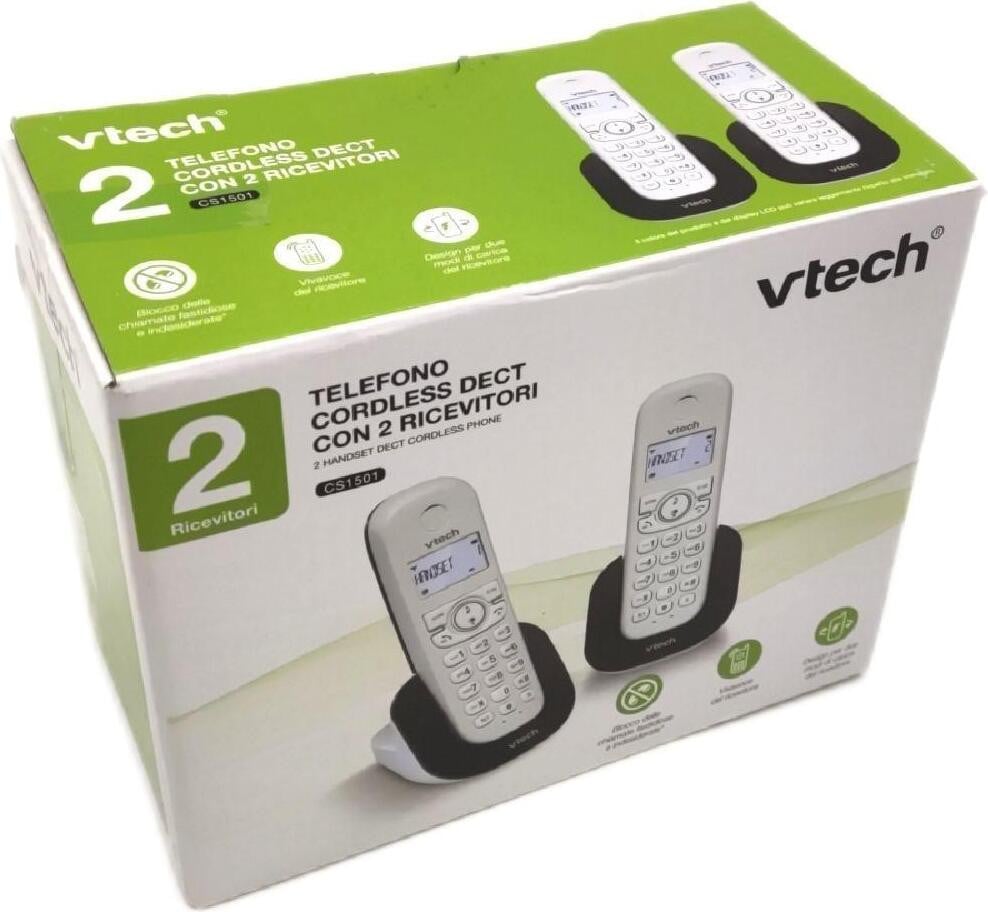 VTech CS1501 Draadloze duo DECT-telefoon met handsfree functie voor thuis en zakelijk gebruik