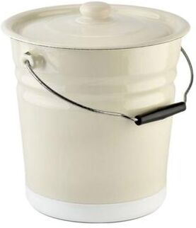 STP Goods 12.7Qt Cream Enameled Bucket w/ Lid and Bottom Protection