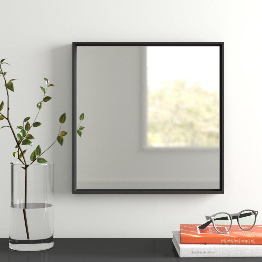 Hykkon Alana Flat Mirror Matte Black 32cm H x 32cm W