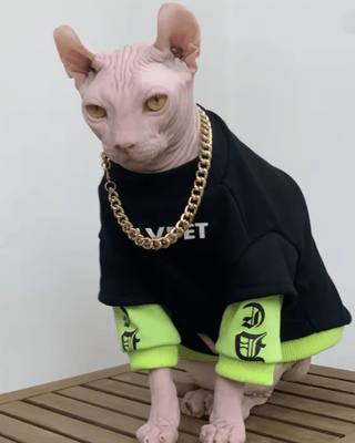 Inspire Picks Warm Cotton Sweatshirt For Sphynx Cats And Devon Rex Cats black Green xs 0.5 1kg