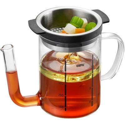 Fetttrennkanne GEFU "SEPARATO", transparent, H:13,4cm, Borosilikatglas, Messbecher, effektive Fettabscheidung, 0,5 Liter