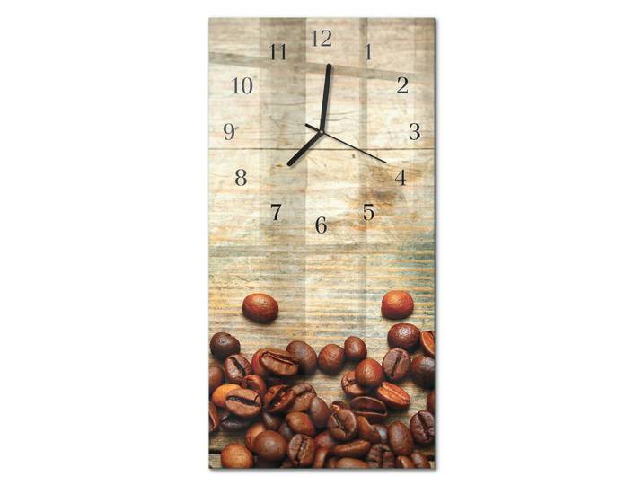 Tulup Wanduhr 60x30 cm - Abstrakte Linien, Braun, Glas, Rechteckig, 30x60x0.4 cm, Dekoration, Uhren, Wanduhren