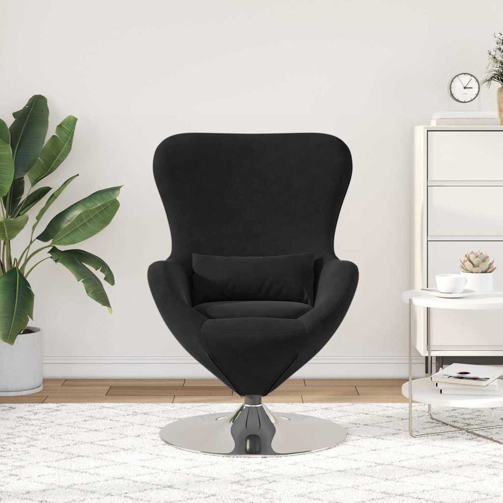 vidaXL Fauteuil œuf Noir Velours