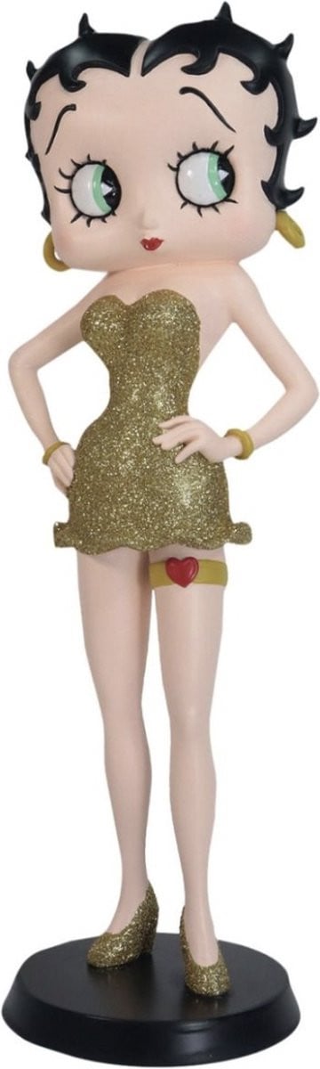 Betty Boop Beeldje in Gouden Glitter Jurk met Kousenband