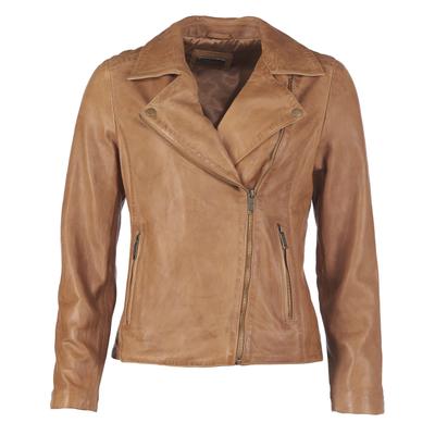 Bikerjacke JCC "1703", Damen, Gr. 38, braun (cognac), Obermaterial 100% Ziegenleder / Futter: 100% Baumwolle, Jacken