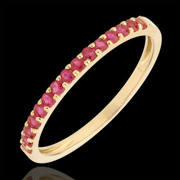 Edenly Ring Paradiesvogel - Einerreihe - Gelbgold und Rubin
