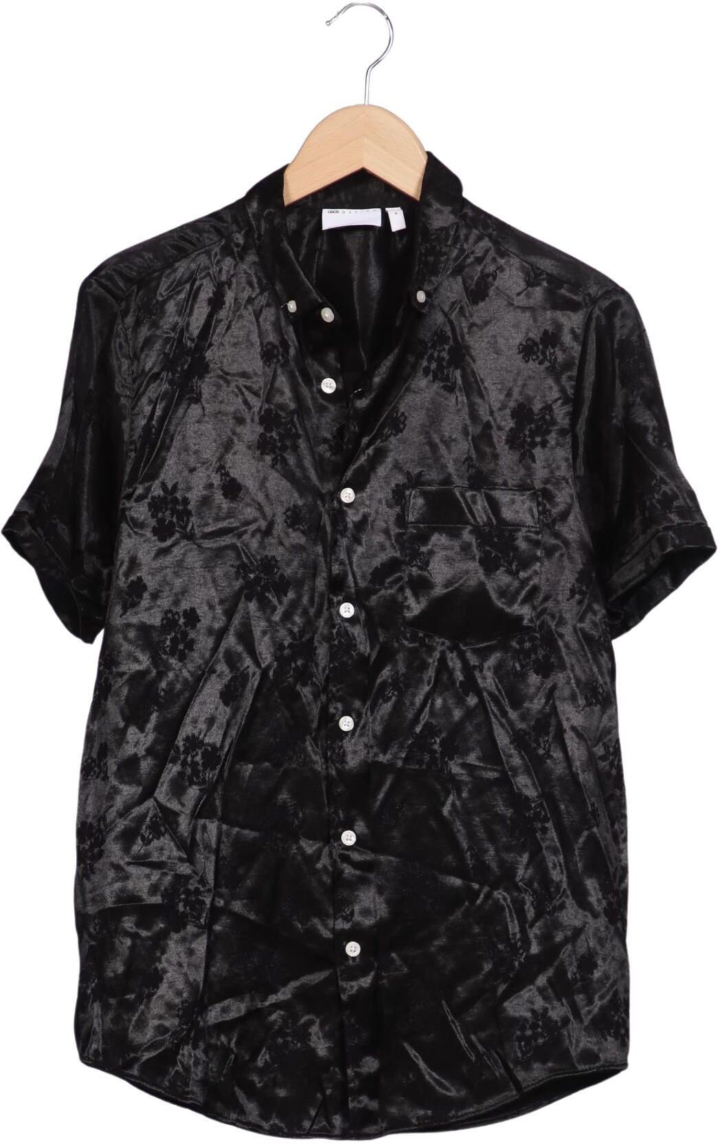asos Herren Hemd, Schwarz, Gr. M, Viskose / Synthetik - Second Hand