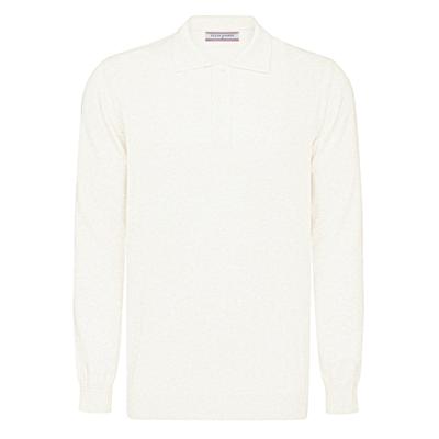 Polokragenpullover FELIX HARDY "Pullover mit Polo-Kragen", Herren, Gr. M, weiß (ecru), 100% Baumwolle, Pullover