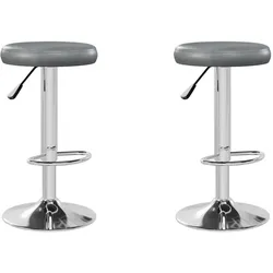 vidaXL Barhocker 2 Stk. Grau Kunstleder