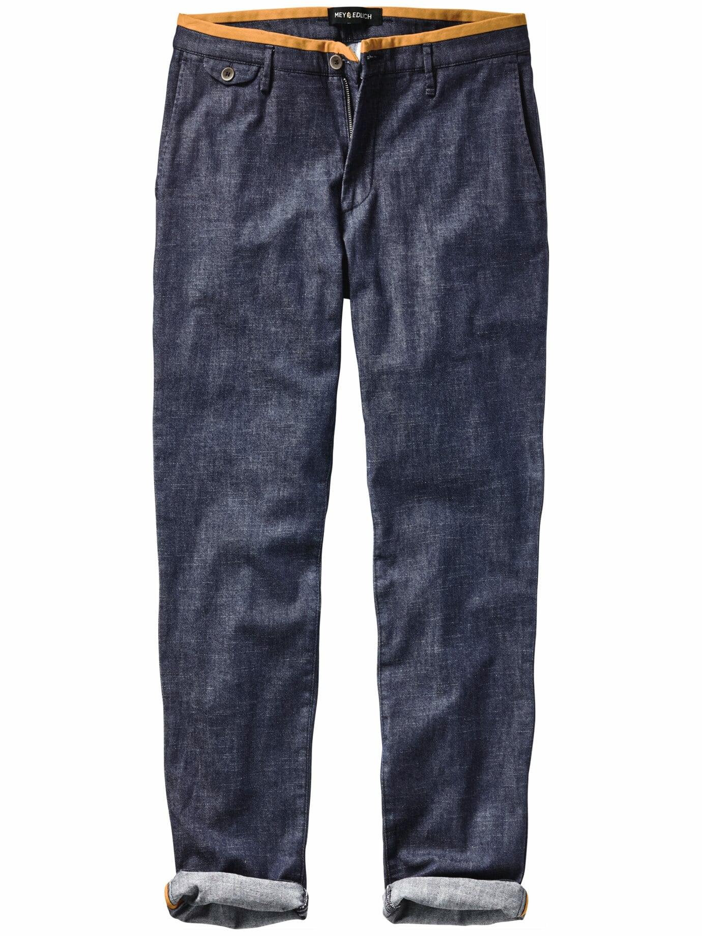 Mey & Edlich Herren Kurkuma-Power-Chino Blau 98 % Baumwolle, 2 % Elasthan