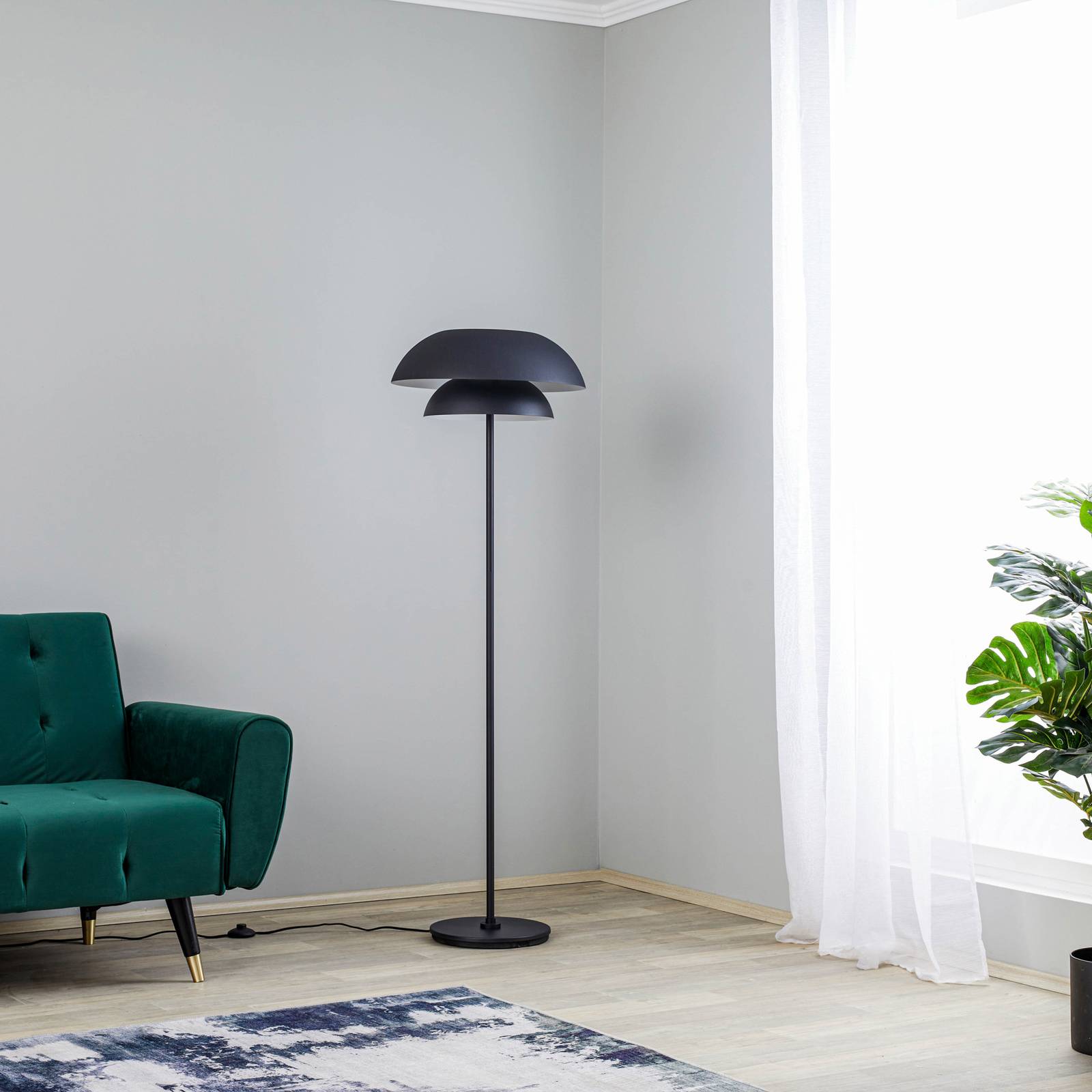 Designer gulvlampe Kellina Lucande, Sort, Stue/spisestue, Metal, Design