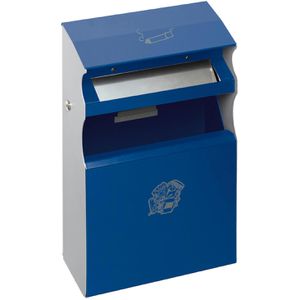 VAR Aschenbecher WH63, 45013, enzianblau, Outdoor, mit Dach, 2in1, Aschenbecher & Mülleimer aus Metall, 30 x 54cm, 15 Liter