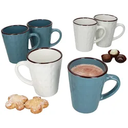 6x Rome blau & weiß Kaffeebecher 320ml H11,5cm 6 Personen Latte Kakao Teetassen