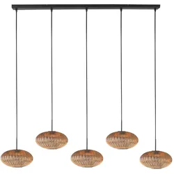 Mexlite Pendelleuchte AURELIO Balken, 5-flammig, E27, IP20, schwarz/bernstein STE-4286ZW