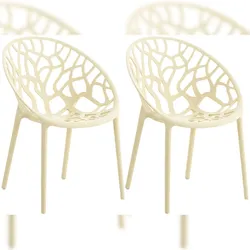 CLP 2er Set Gartenstühle Hope Kunststoff HBT: 80x59x60 cm creme
