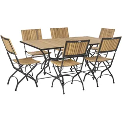 GARTENMÖBEL-SET 6-Sitzer Hellbraun Akazienholz klappbar Lascari