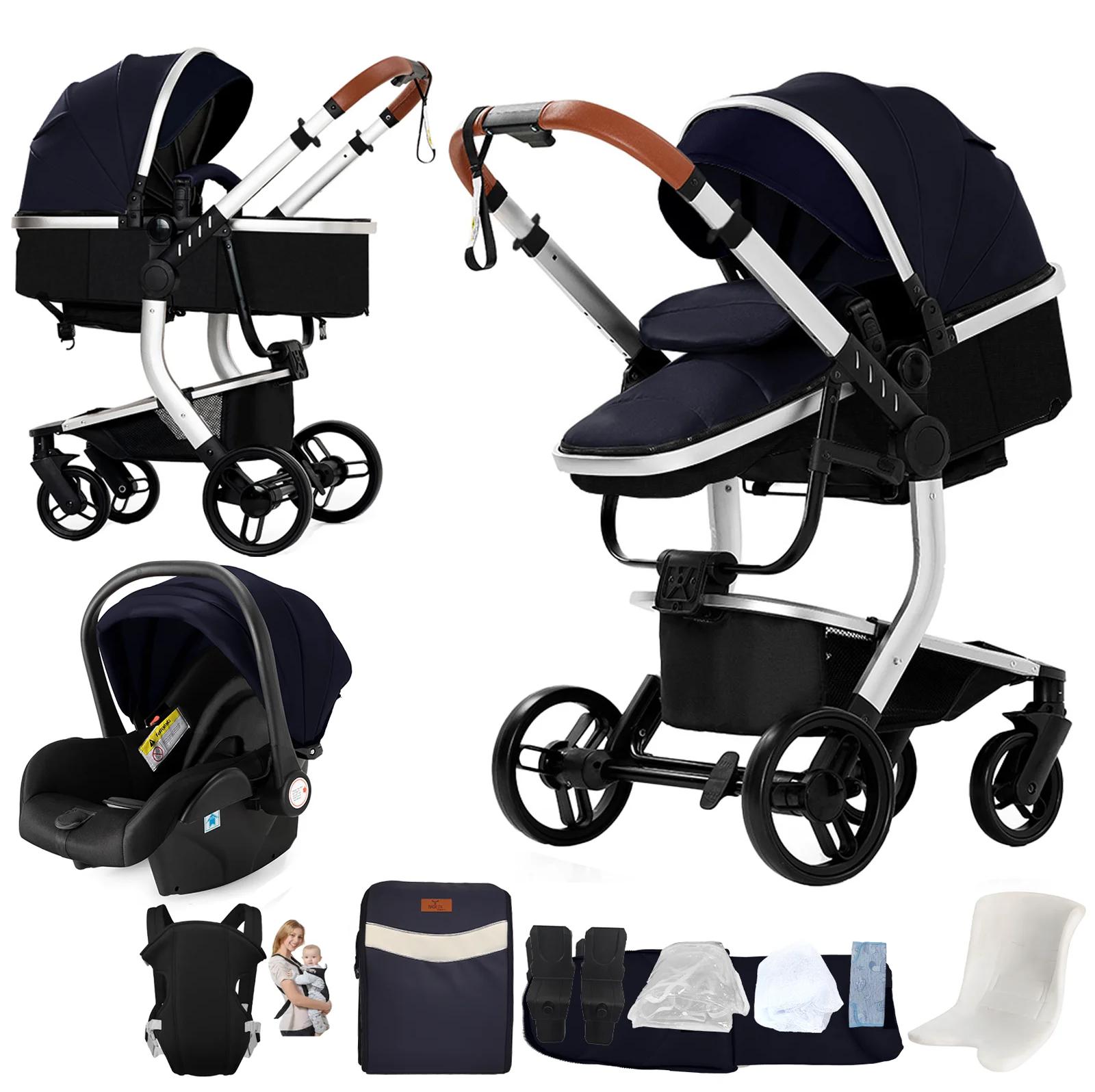 Kinderwagen - X518-YG 3-in-1 Kombikinderwagen - Mit Babyschale - Wasserdicht - Für geborene - Zusammenklappbar - Bis 20 kg - Blau