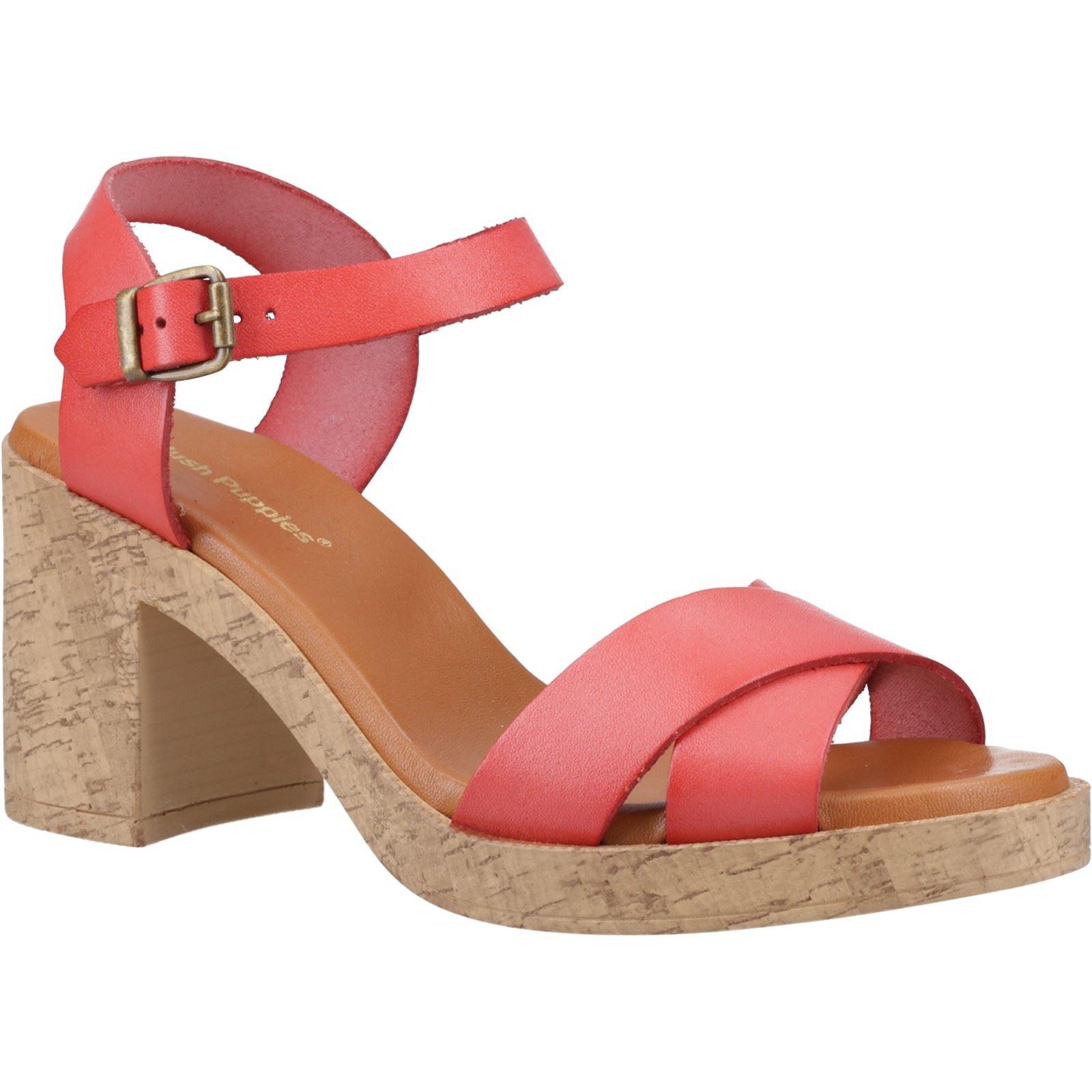 Hush Puppies Georgia Kurk Leren Dames Koraal Sandalen