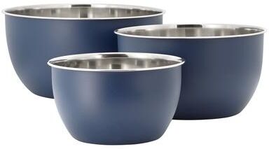 Oster 3 Piece Stainless Steel All Purpose Mixing Bowl Set in Matte Blue
