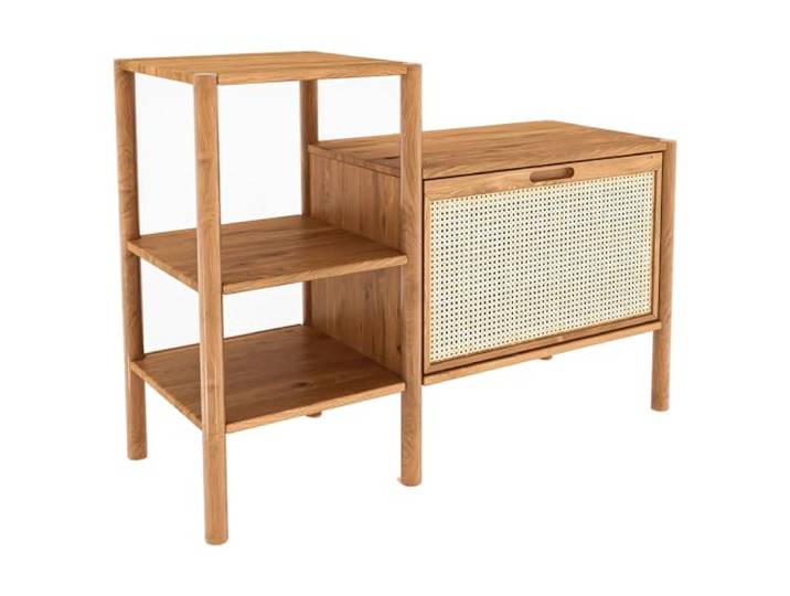 Lomadox Regalschrank Kommode Sideboard 115 cm breit, Eiche massiv geölt, Echtholz/Massivholz, montierte Lieferung
