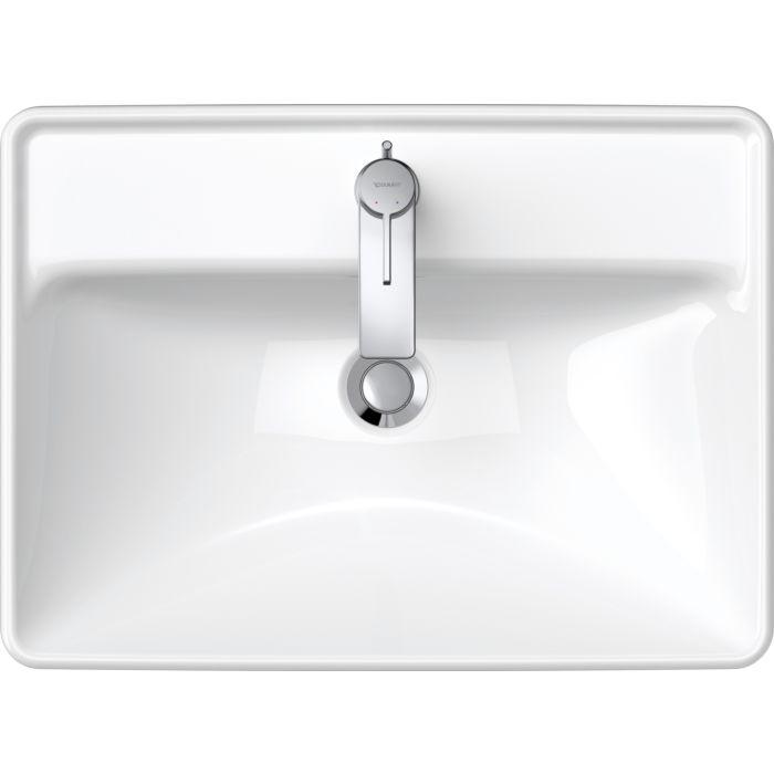 Duravit D-Neo Einbau-Waschtisch 03576000271 geschliffen, mit Überlauf, mit Hahnloch, weiß wondergliss