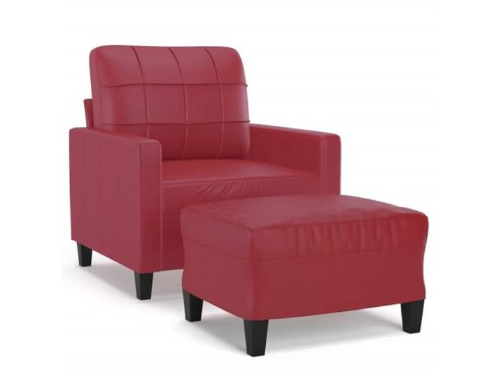 Makastle Sessel mit Hocker Weinrot 60 cm Kunstleder