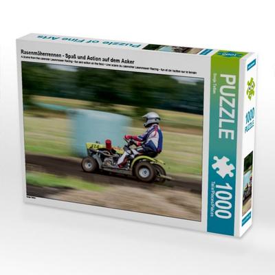 CALVENDO Puzzle Rasenmäherrennen - Spaß und Action auf dem Acker 1000 Teile Puzzle quer | 1000 Teile Lege-Größe 64 × 48 cm Foto-Puzzle für glückliche