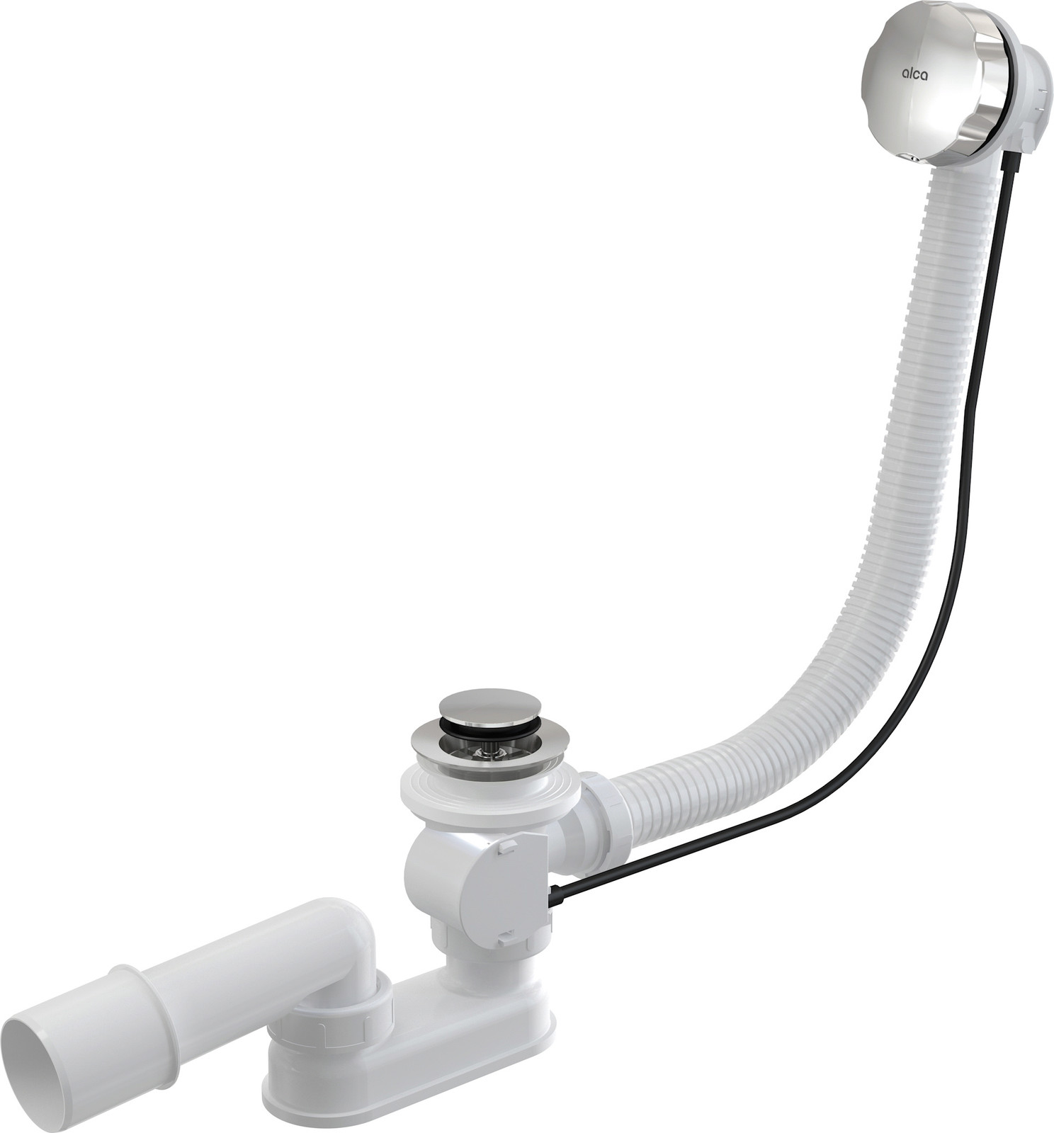 Alcadrain Badkamer sifon met automatische afdichting en kleine afvoer, chroom, Lengte: 570 mm