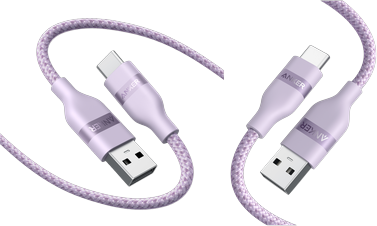Anker USB-A to USB-C Cable (Upcycled-Braided, 2 Pack, Violetï¼‰