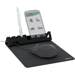 InLine Multifunktions-Mauspad mit Handy und Stifthalter, schwarz, faltbar