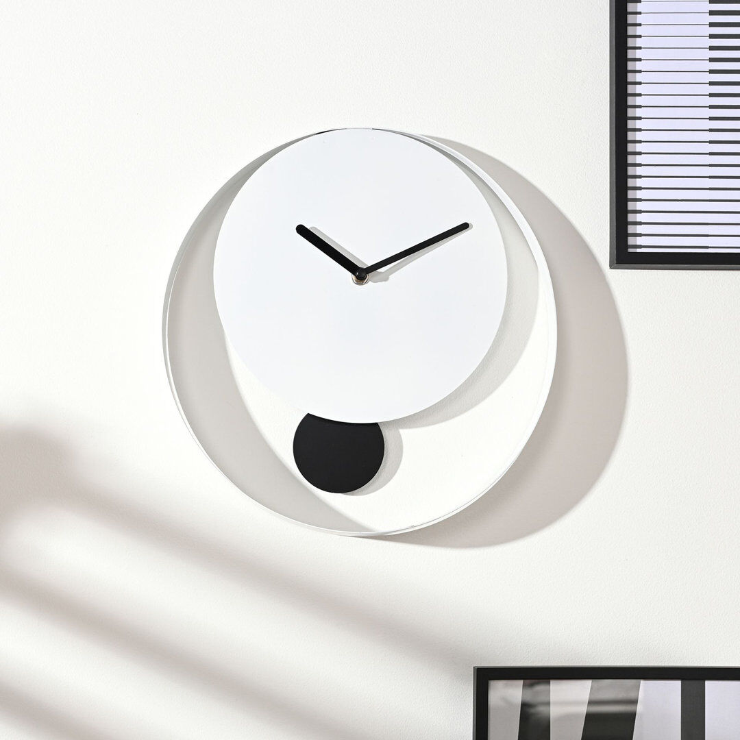 Metro Pendulum Wall Clock White/Black 30cm W X 30cm H X 2.5cm D