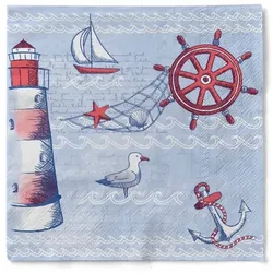 Sovie HORECA Serviette Meeresbrise in Blau aus Tissue 33 x 33 cm, 100 Stück - Maritim