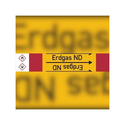 Rohrleitungskennzeichen Erdgas ND - 33000x105 mm Folie selbstklebend