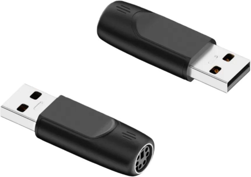 INF PS2 Interface USB Male to PS2 Female Adapter (Pack of 2) - Black ABS USB to PS2 Converter for Keyboard and Mouse